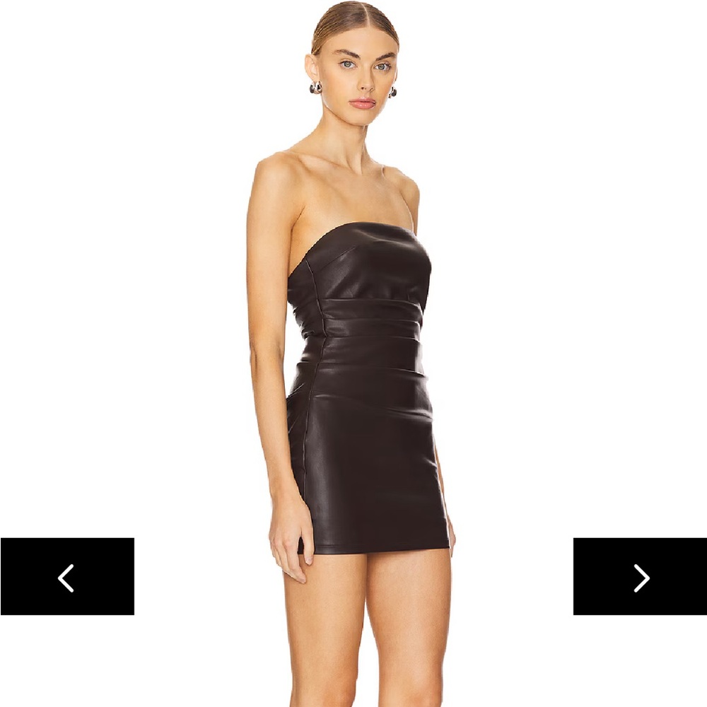 superdown Stacy chocolate brown faux leather mini Strapless Dress Revolve - Picture 2 of 5